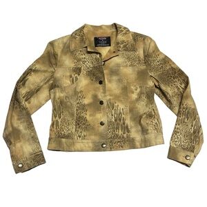 Azur - Women’s Tan Animal Print Denim Jacket Sz MD